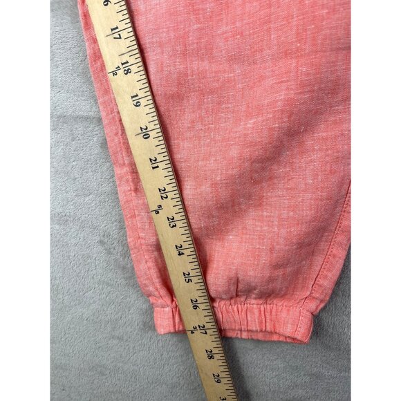 Athleta Retreat Linen Pant Coral Womens Size 12 Lightweight Elastic Waist - Picture 7 of 15